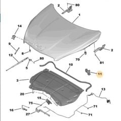 Peugeot 508 Sağ Kaput Alt Lastiği Orijinal 9675616780
