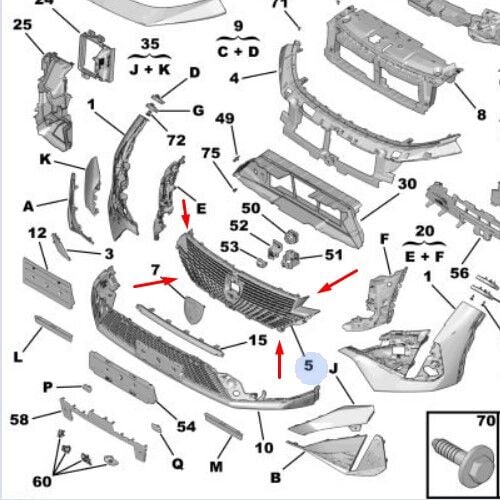 Peugeot 408 Ön Panjur Izgara PSA Orijinal 98467889DX