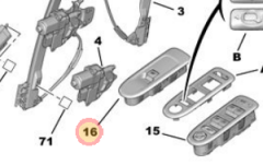 Citroen C5 X7 Sağ Ön Cam Açma Düğmesi PSA Orijinal 6490.F9