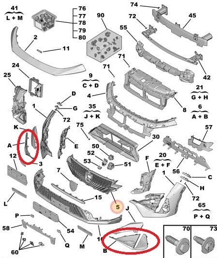 Peugeot 408 Ön Tampon Sis Far Çerçevesi Takımı PSA Orijinal 169026969V