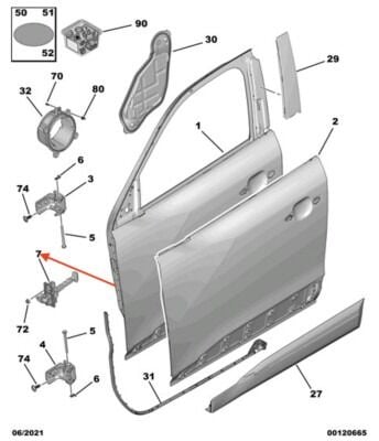 Peugeot 2008 P24E Ön Kapı Gergisi PSA Orijinal 9822806580