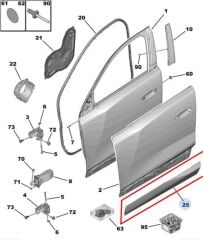 Peugeot 408 Sol Ön Kapı Bandı PSA Orijinal 98407284XT