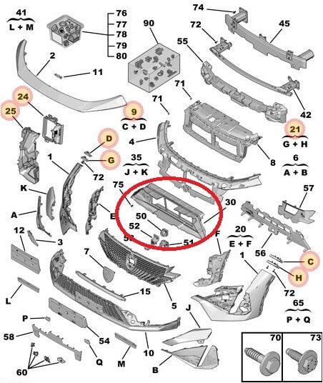 Peugeot 408 Ön Tampon Hava Giriş Bakaliti PSA Orijinal 9843704280