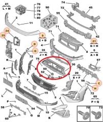 Peugeot 408 Ön Tampon Hava Giriş Bakaliti PSA Orijinal 9843704280