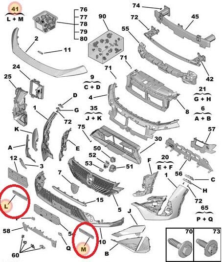 Peugeot 408 Ön Tampon Alt Deflektör Takımı PSA Orijinal 1688580080