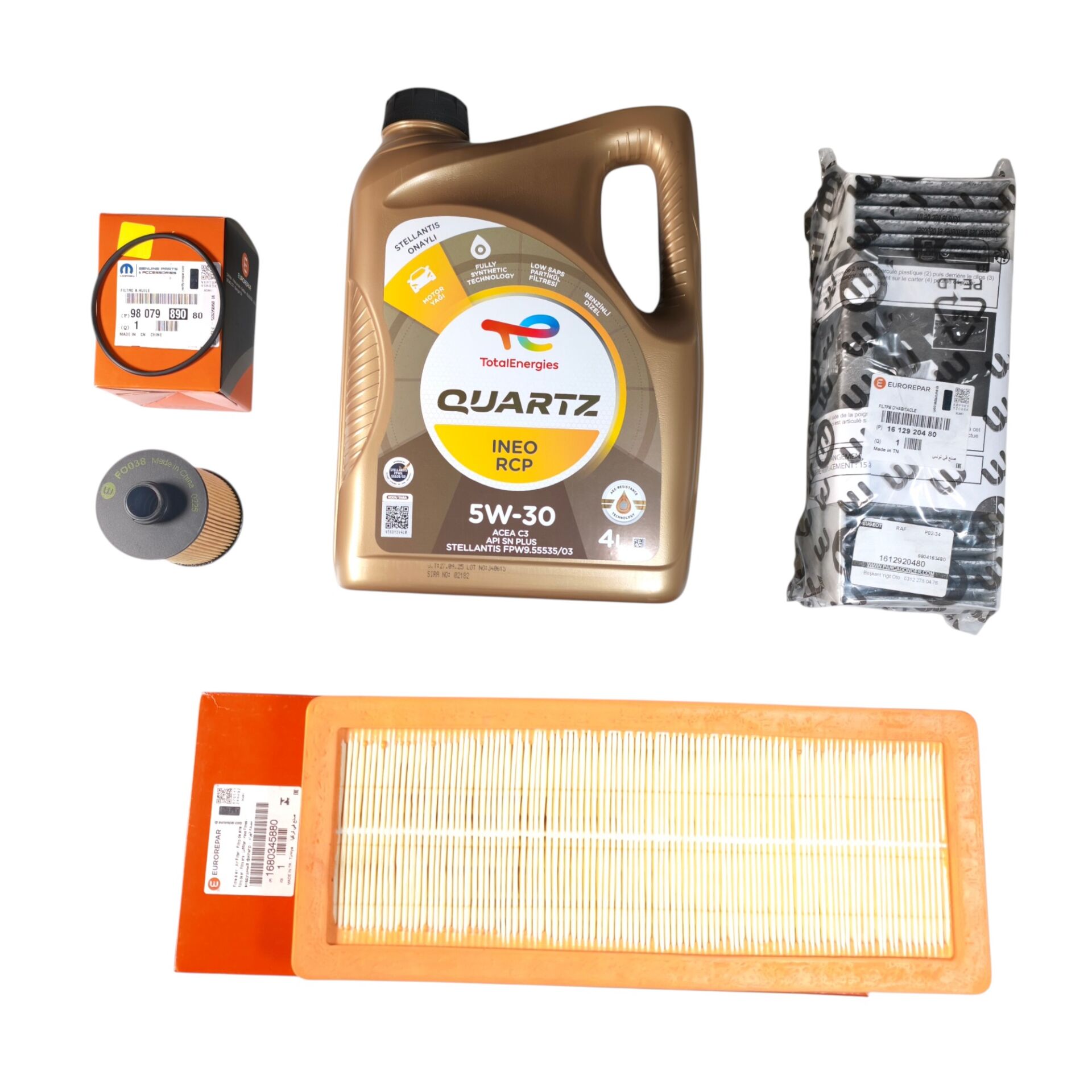 DS9 1.6 Thp Bakım Seti Ve Motor Yağı Total RCP Eurorepar