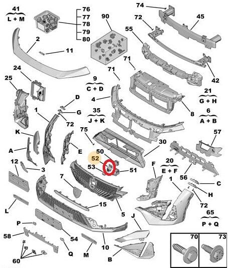 Peugeot 408 Ön Kamera Desteği PSA Orijinal 9840749880