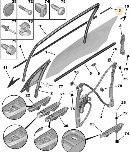 Ds3 Sağ Ön Cam Dış Fitil Uç Parcası Orjinal 9310.N9