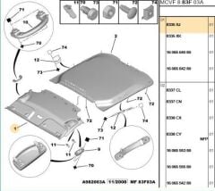 Peugeot Bipper Ön Tavan Döşemesi Orijinal 8335.XJ