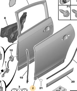 Citröen C4 Sağ Arka Kapı Kaplama Sacı PSA Orijinal 9012.80