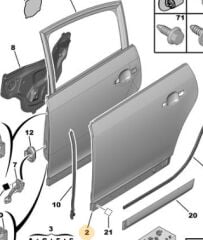 Citröen C4 Sağ Arka Kapı Kaplama Sacı PSA Orijinal 9012.80