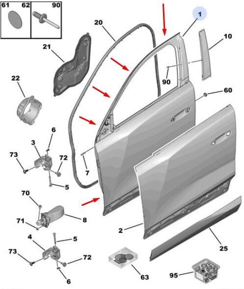 Peugeot 408 Sol Ön Kapı PSA Orijinal 9847600480