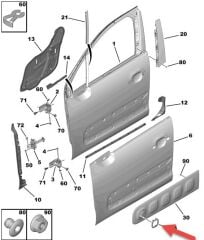 Citroen C4 Cactus Ön Kapı Bandı Süs Çervesi Orijinal 1617982580