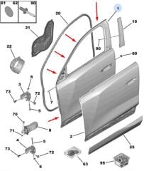 Peugeot 408 Sağ Ön Kapı PSA Orijinal 9847600380