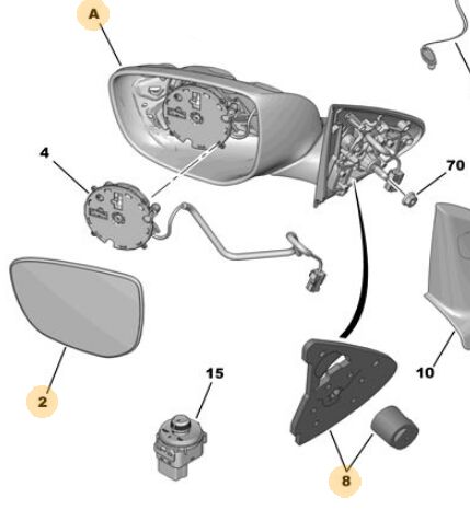 Citroen C-Elysee Sol Ayna Elektrikli Siyah 5 Fişli PSA Orijinal 1609064880