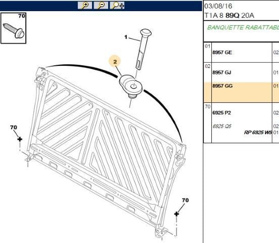 Peugeot 206 Arka Koltuk Sırt Ayar Butonu Sağ Orijinal 8957.GG