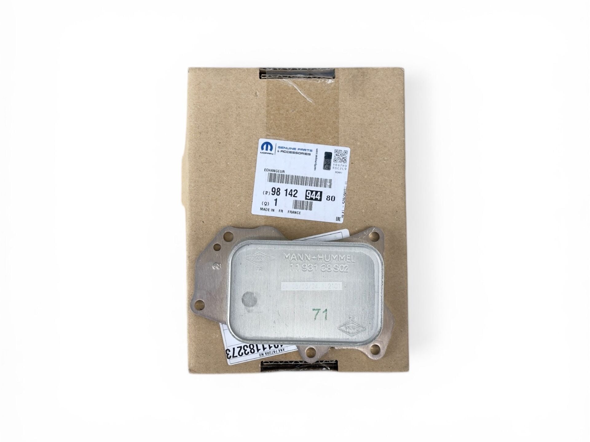 Opel Vivaro Zafira 1.5 BlueHdi Yağ Soğutucu Petek Orijinal 9814294480