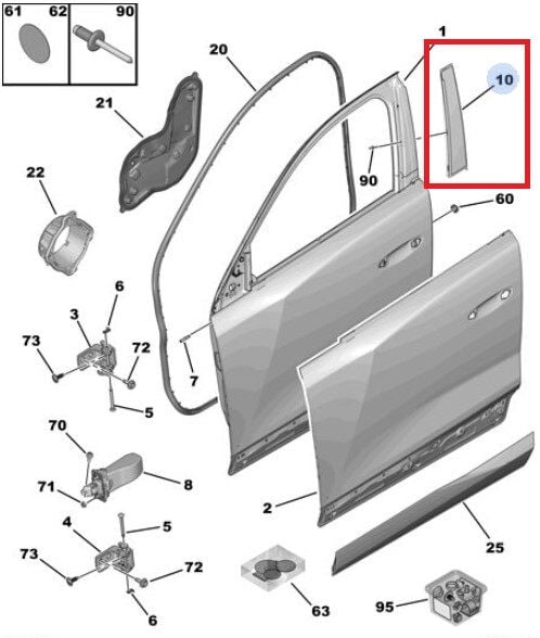 Peugeot 408 Ön Kapı Direk Bandı Sağ PSA Orijinal 9830836480