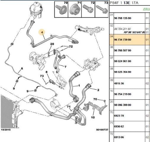 Peugeot 2008 1.2 Puretech Yedek Su Depo Hortumu Orijinal 9673473980