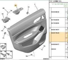 Peugeot 308 T9 Sol Arka Cam Açma Çerçevesi Orijinal 98034744ZD
