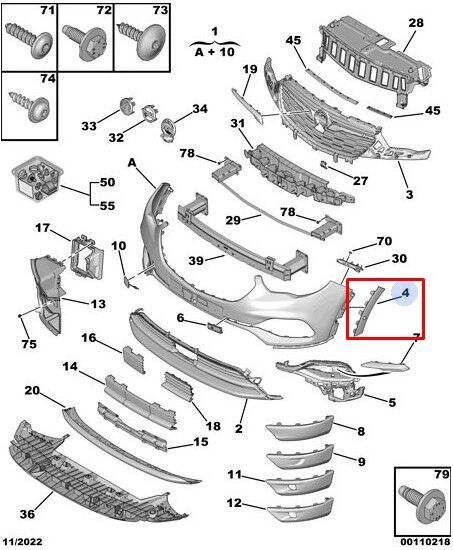 Opel Grandland X Ön Tampon Uç Çıta Sol  PSA Orijinal YP00048880