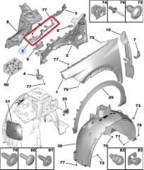 Peugeot 408 Sol Ön Çamurluk Üst Bağlantı Sacı PSA Orijinal 9835963280