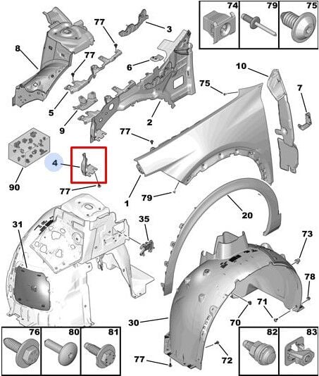 Peugeot 408 Sol Ön Çamurluk Bağlantı Ayağı PSA Orijinal 9831329280
