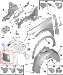 Peugeot 408 Sol Ön Çamurluk Davlumbaz Kapağı PSA Orijinal 9824264980