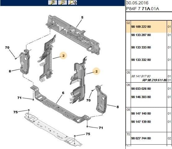 Peugeot 5008 P87 Ön Panel Yan Bagaliti Sol PSA 9810922280