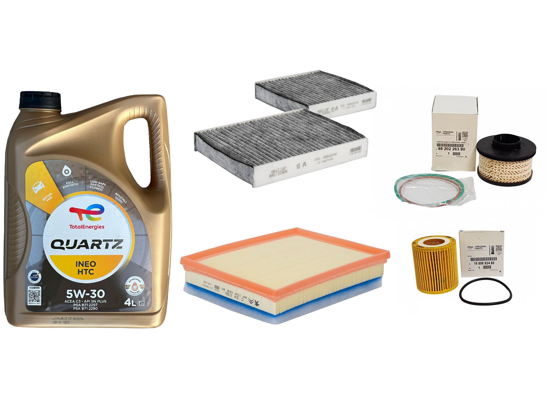 DS3 Crossback Euro6 1.5 Bluehdi Motor Yağı Ve Filtre Bakım Seti PSA Orijinal