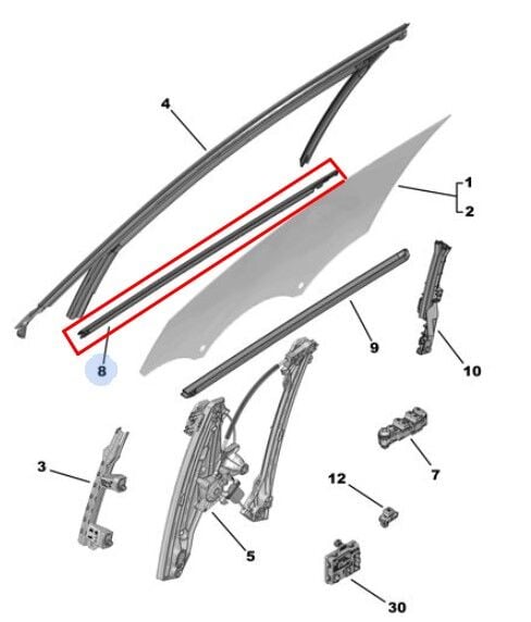 Peugeot 408 Sağ Ön Cam Dış Fitili PSA Orijinal 9830823680