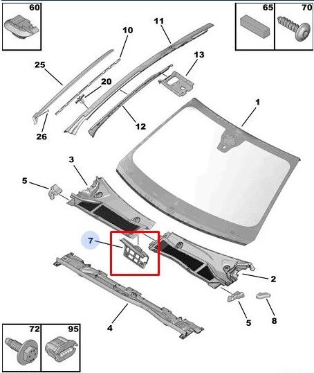Peugeot 408 Ön Cam Alt Izgara Bakaliti PSA Orijinal 9833011180
