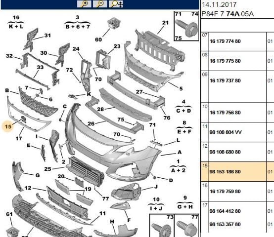 Peugeot 5008 P87E Ön Panjur Aslan Amblemi Orijinal 9815318680
