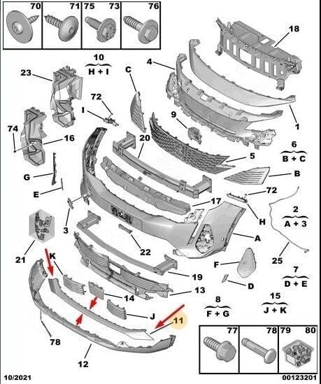 Peugeot 5008 P87 Ön Tampon Alt Difüzörü Makyajlı Orijinal 983682721T