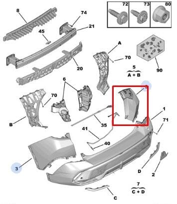 Peugeot 408 Arka Tampon Sağ Köşe PSA Orijinal 168865931T