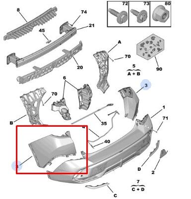 Peugeot 408 Arka Tampon Sol Köşe PSA Orijinal 168865941T