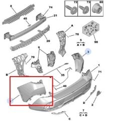 Peugeot 408 Arka Tampon Sol Köşe PSA Orijinal 168865941T