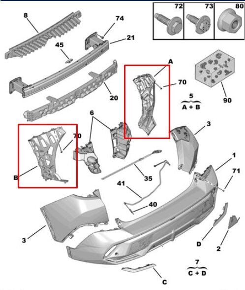 Peugeot 408 Arka Tampon Sağ Sol Köşe Braket Takımı PSA Orijinal 1690274780