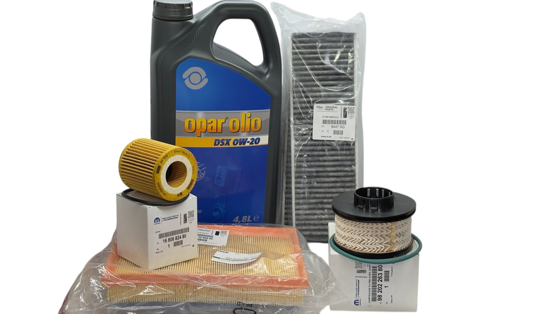 Fiat Doblo 1.5 BlueHdi Periyodik Bakım Seti Orijinal PSA Opar 0/20 4.8 LT