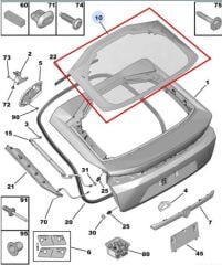 Peugeot 408 Arka Bagaj Kapağı Camı PSA Orijinal 9844365580