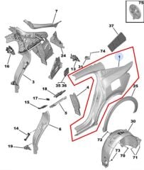 Peugeot 408 Sol Arka Çamurluk PSA Orijinal 1685068980