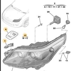Citroen C4 Sol Ön Far Onarım Kiti Orijinal Psa 6212.G4
