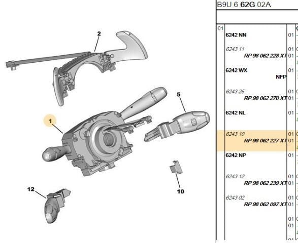 Citroen Berlingo B9 Far Kumanda Kolu Com 2005 Orijinal Psa 6243.10